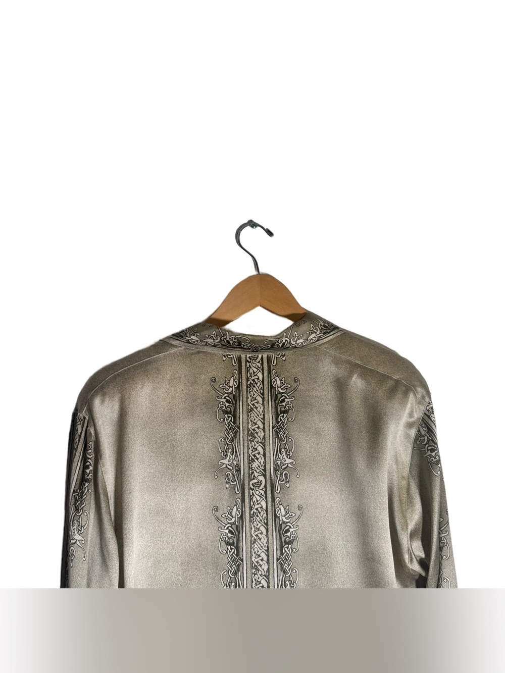 Escada Silk Blouse Women's 39 Vintage Button Front Blouse Gold Baroque Shiny - Picture 6 of 8